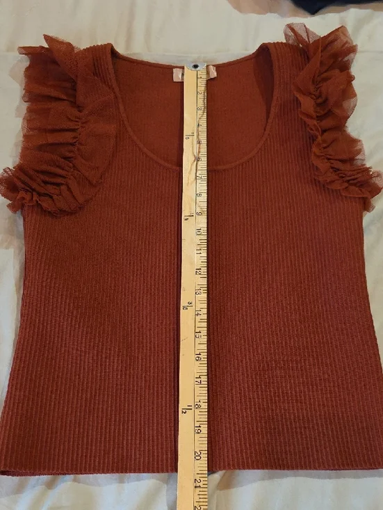 Bailey 44 Rust Ruffle Sleeve Ribbed Tank Top - Picture 10 of 11
